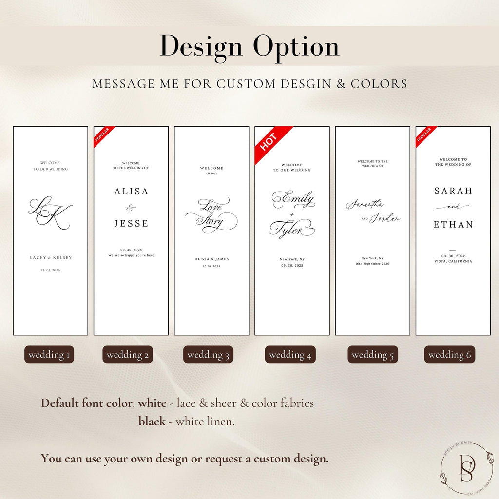 Luxury Fabric Wedding Welcome Sign - Modern Silk Satin Wedding Sign for Ceremony - Elegant Custom Banner Backdrop