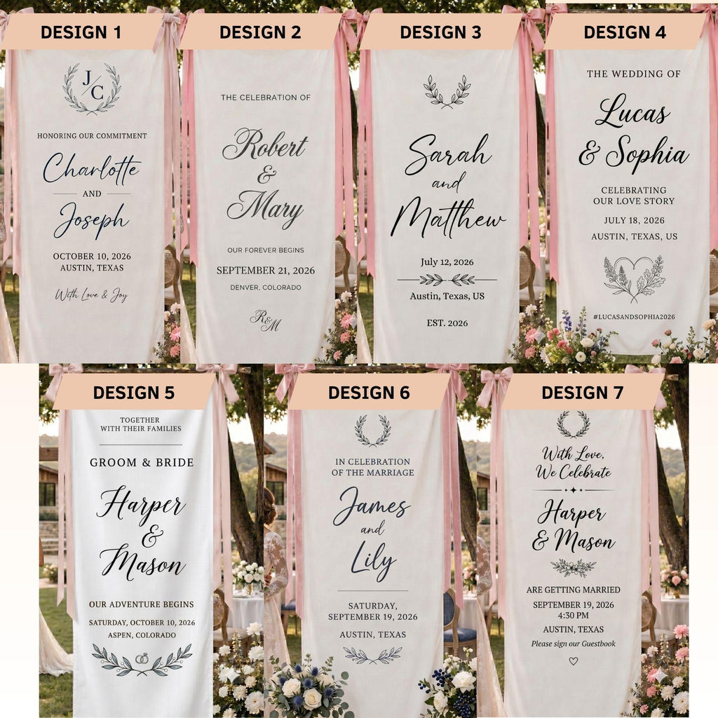 Custom Linen Wedding Sign, Fabric Banner Welcome Reception Decor