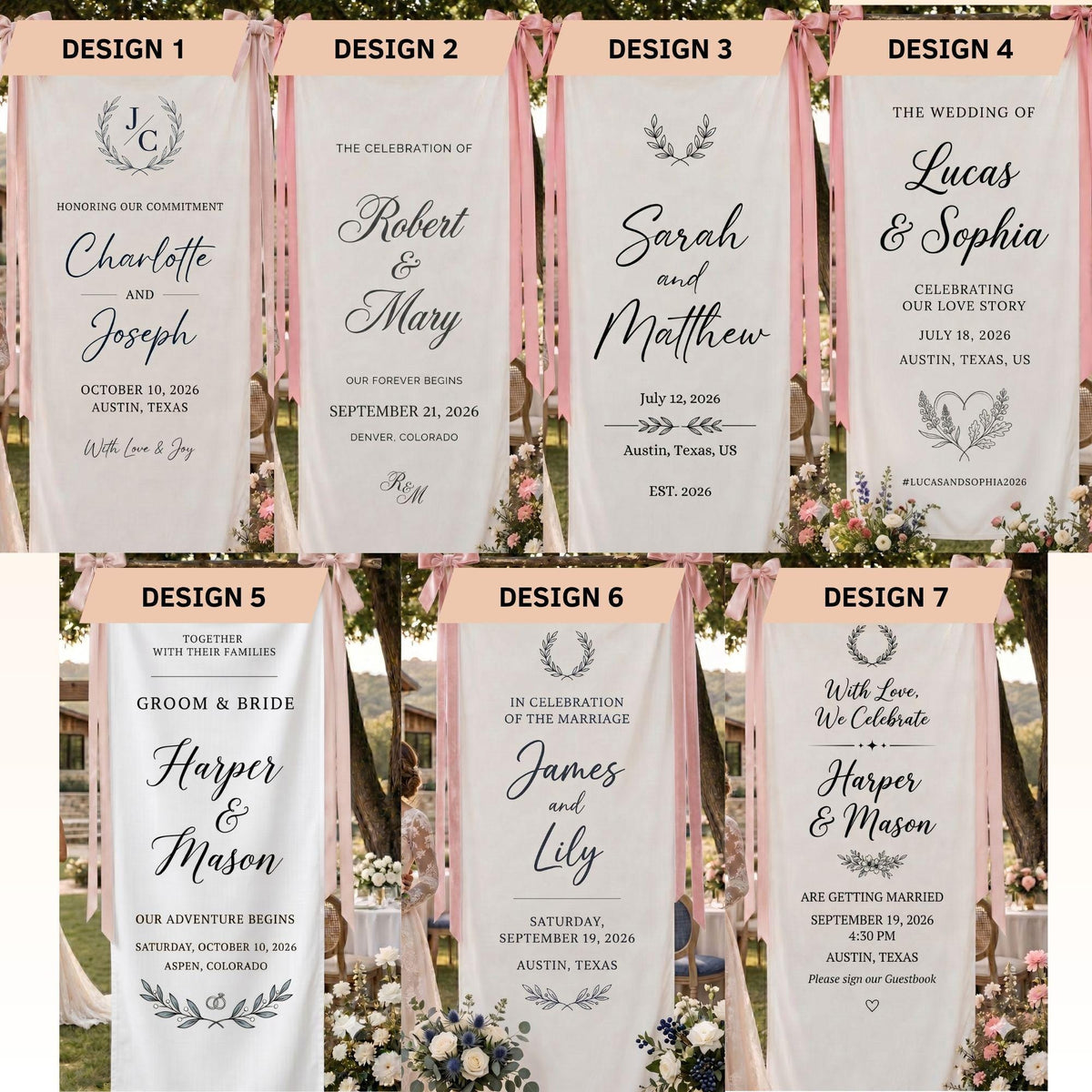 Custom Linen Wedding Sign, Fabric Banner Welcome Reception Decor