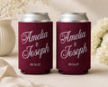 Personalized Wedding Can Cooler Custom Wedding Can Sleeve Wedding Favor Idea Old Money Wedding Burgundy Wedding Decor Reception Personalized