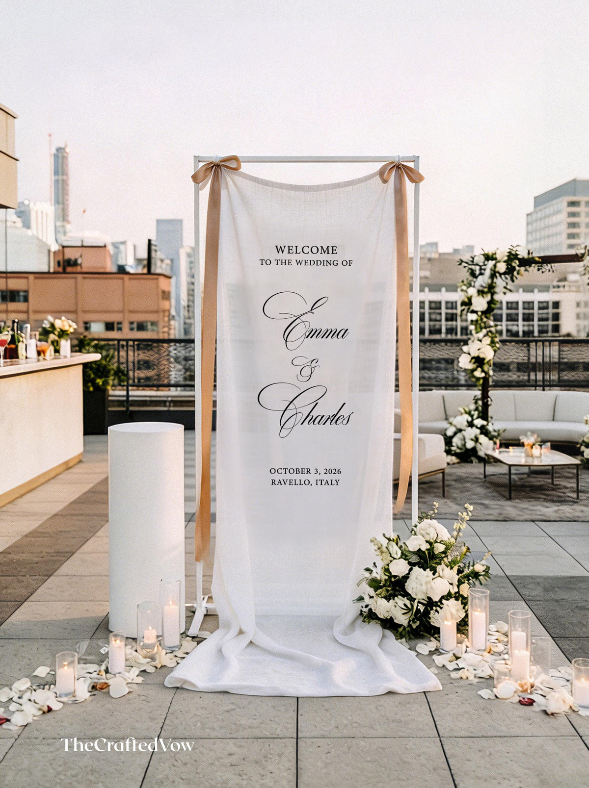 Custom Fabric Wedding Welcome Sign, Modern Linen Tea Party Banner, Personalized Bridal Shower Decor, Engagement Party Sign, Bridal Tea Party