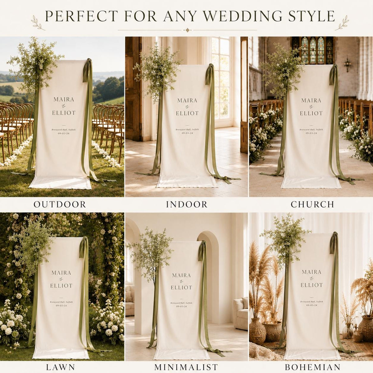 Custom Wedding Welcome Fabric Sign, Linen Look Wedding Backdrop, Personalized Ceremony Entrance Banner, Engagement Party Decor