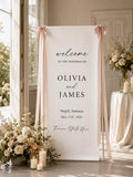 Personalized Linen Wedding Welcome Sign, Custom Fabric Wedding Banner with Wedding Date, Romantic Ceremony Sign for Engagement Party