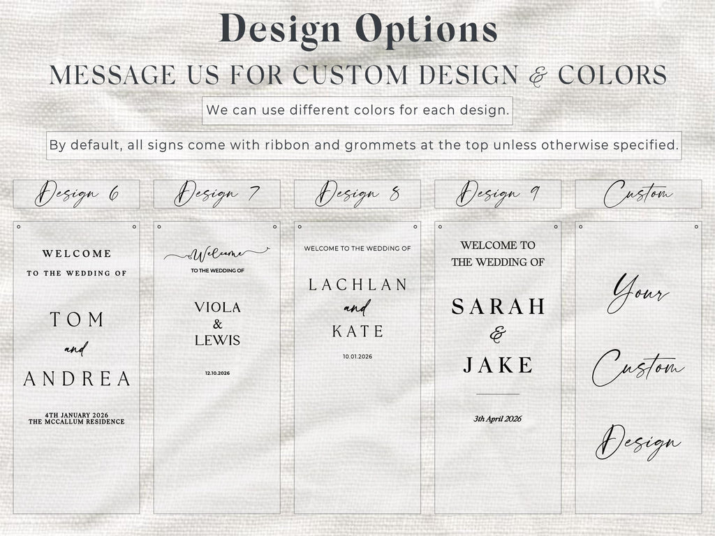 Wedding Welcome Linen Banner, Elegant Personalized Reception Decoration