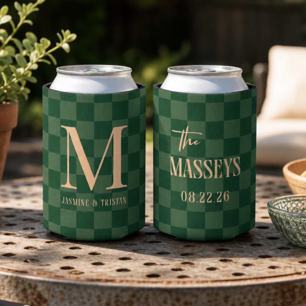 Personalized Wedding Can Coolers, Custom Monogrammed Can Coolers, Custom Can Coolers, Custom Wedding Favors, Party Favors (CZ536)