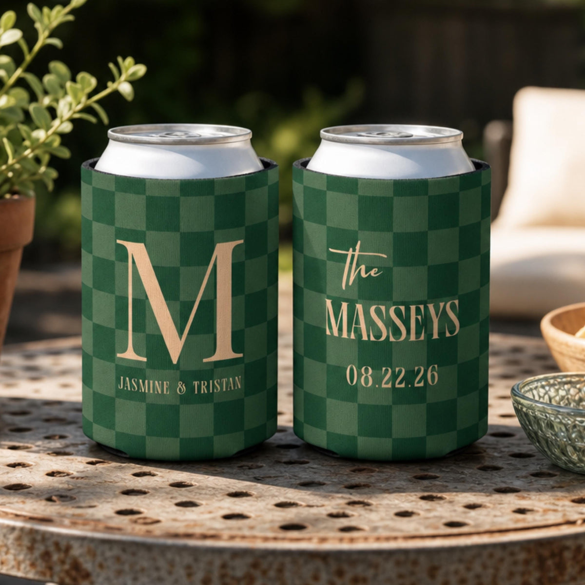 Personalized Wedding Can Coolers, Custom Monogrammed Can Coolers, Custom Can Coolers, Custom Wedding Favors, Party Favors (CZ536)