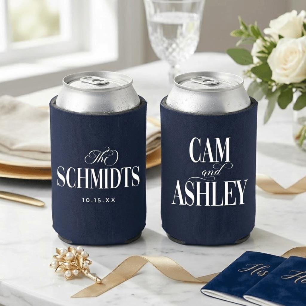 Wedding Can Cooler Custom Wedding Favor Can Coolers, Personalized Can Holders, Personalized Beer Huggers, Can Coolers, Wedding favors