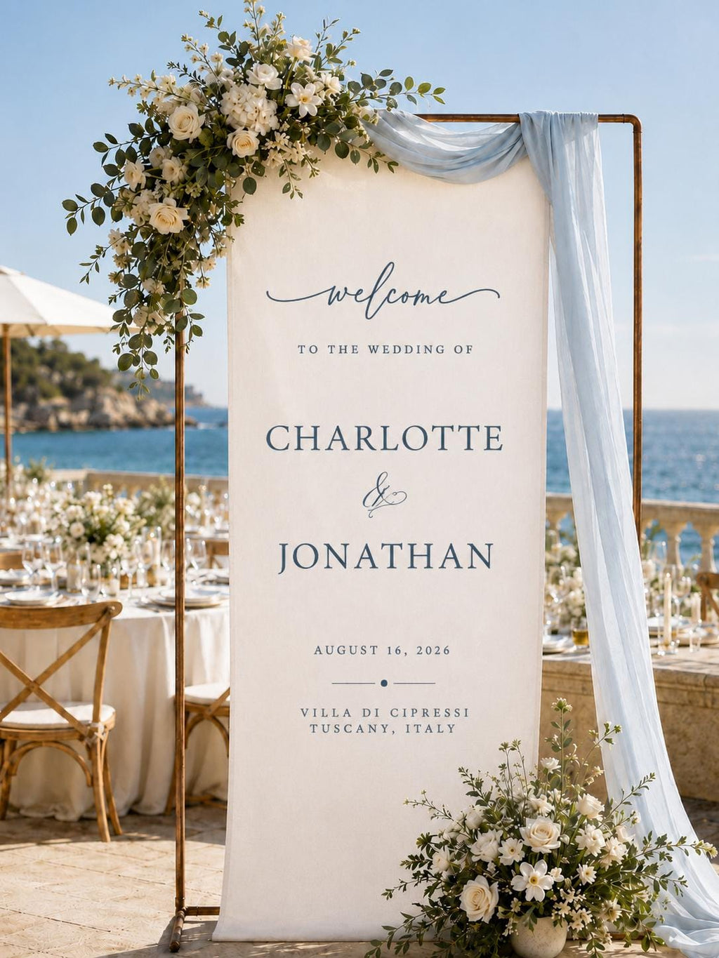 Fabric Wedding Welcome Sign, Custom Linen Wedding Banner, Modern Wedding Welcome Sign, Personalized Ceremony Decor