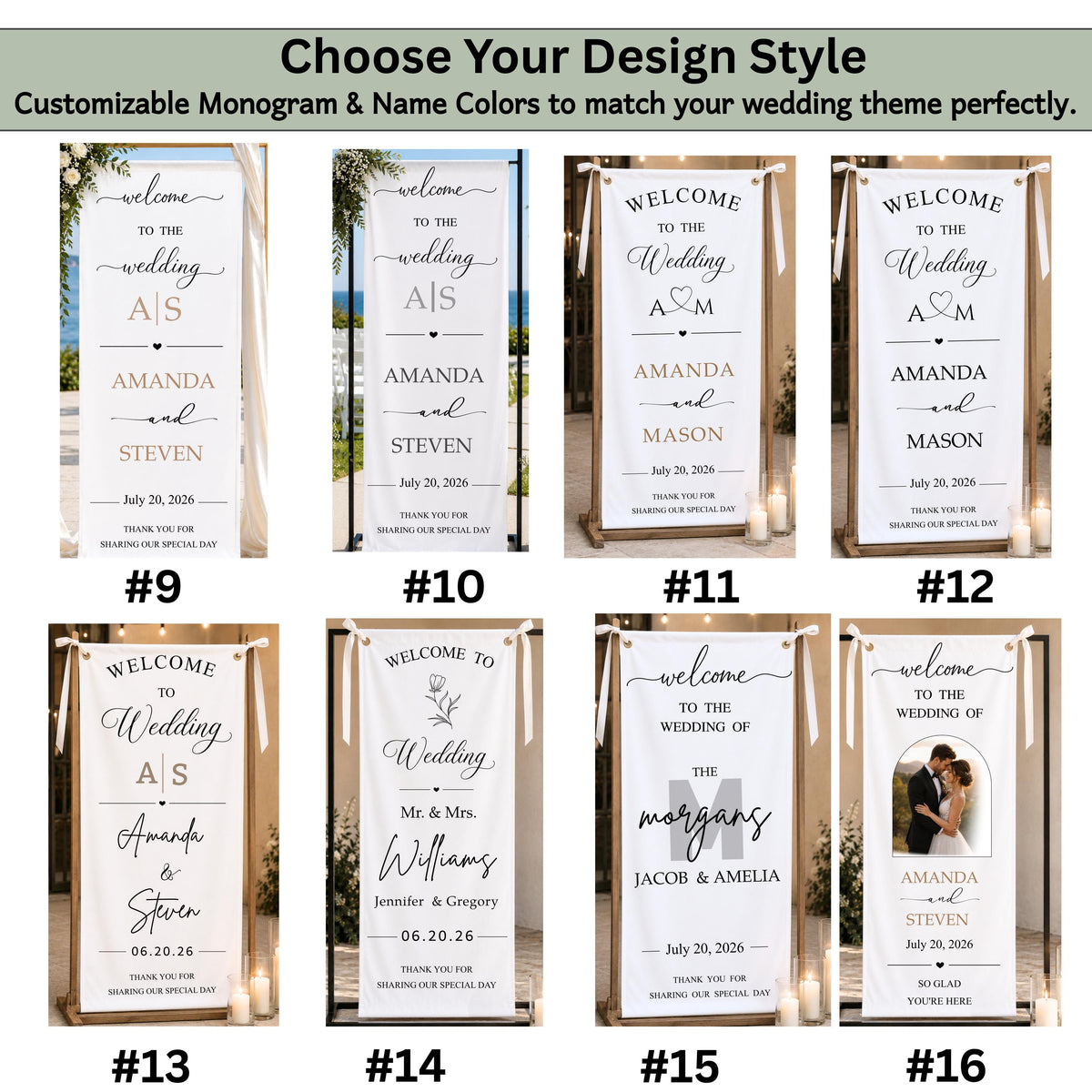 Wedding Welcome Sign Custom Banner Wedding Entrance Decor Personalized Ceremony & Reception Sign Anniversary Backdrop Signage.