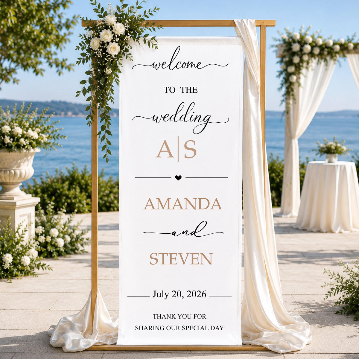 Wedding Welcome Sign Custom Banner Wedding Entrance Decor Personalized Ceremony & Reception Sign Anniversary Backdrop Signage.