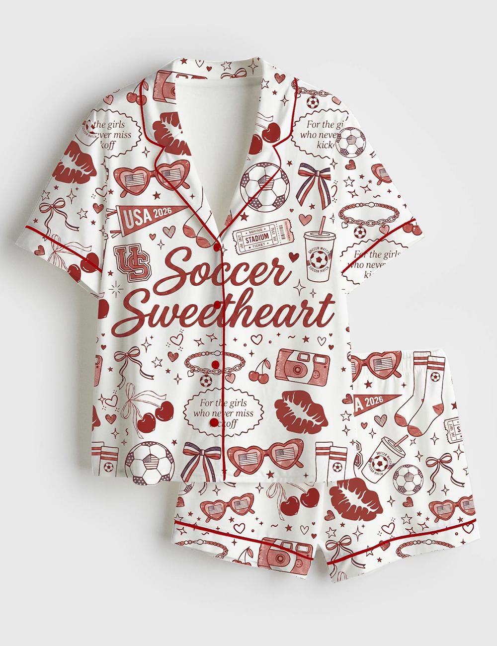 Soccer Sweetheart Pajama Set, Mom Sleepwear, Girls Pajamas, Game Day Loungewear, Soccer Lover Gift