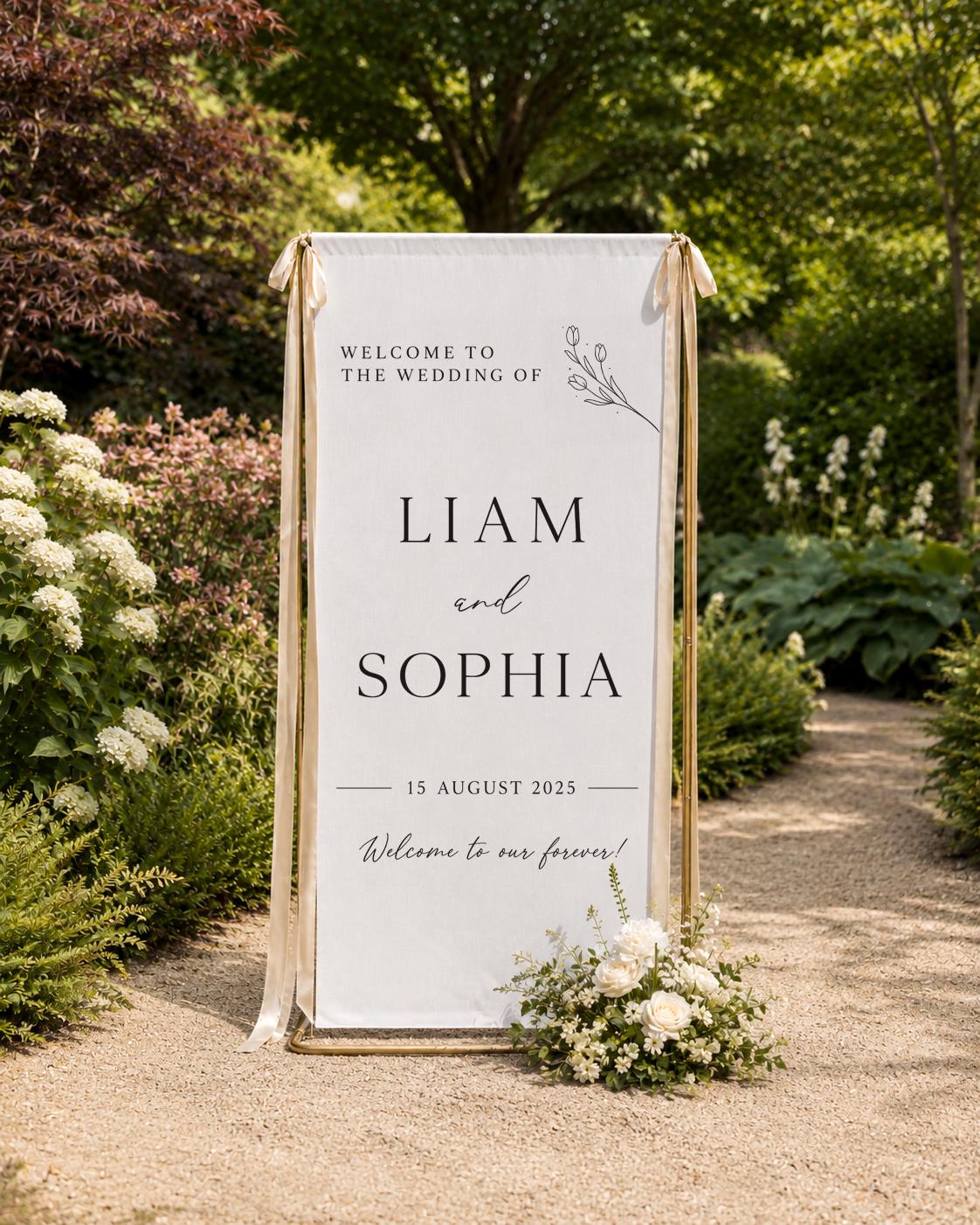 Custom Fabric Wedding Welcome Sign, Modern Wedding Welcome Sign ,Fabric Linen Wedding ceremony, Boho Wedding Welcome Sign, High-Res Print