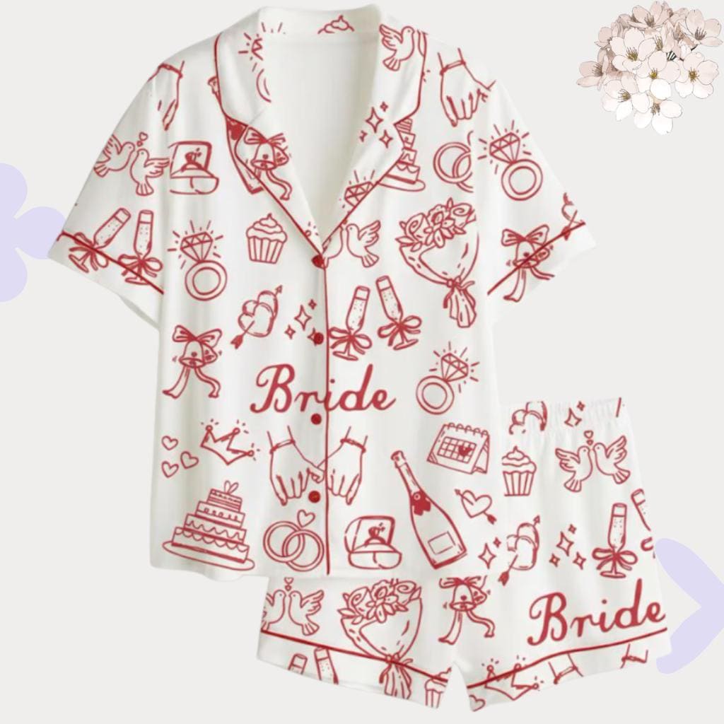 Bridal Pajama Set – Wedding Morning Outfit for Bride – Getting Ready Bridal Shower Gift