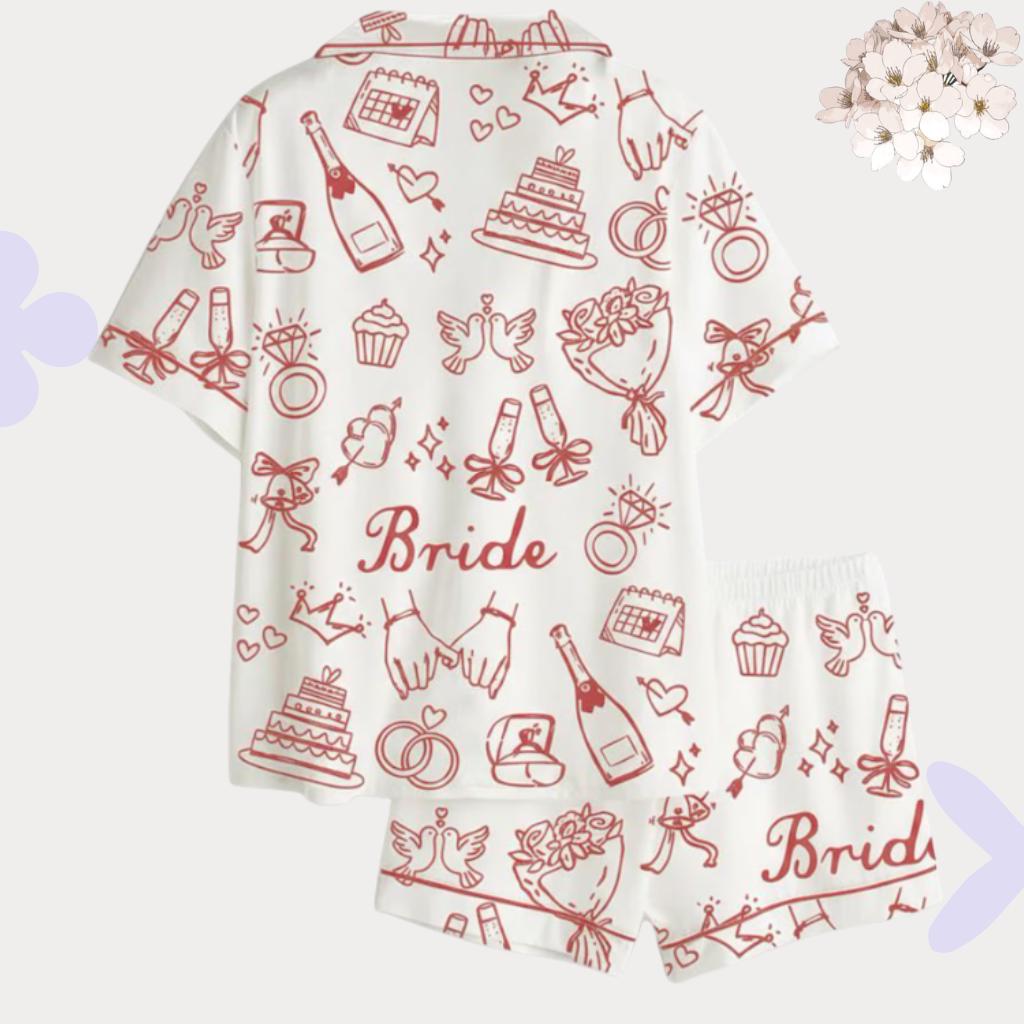 Bridal Pajama Set – Wedding Morning Outfit for Bride – Getting Ready Bridal Shower Gift