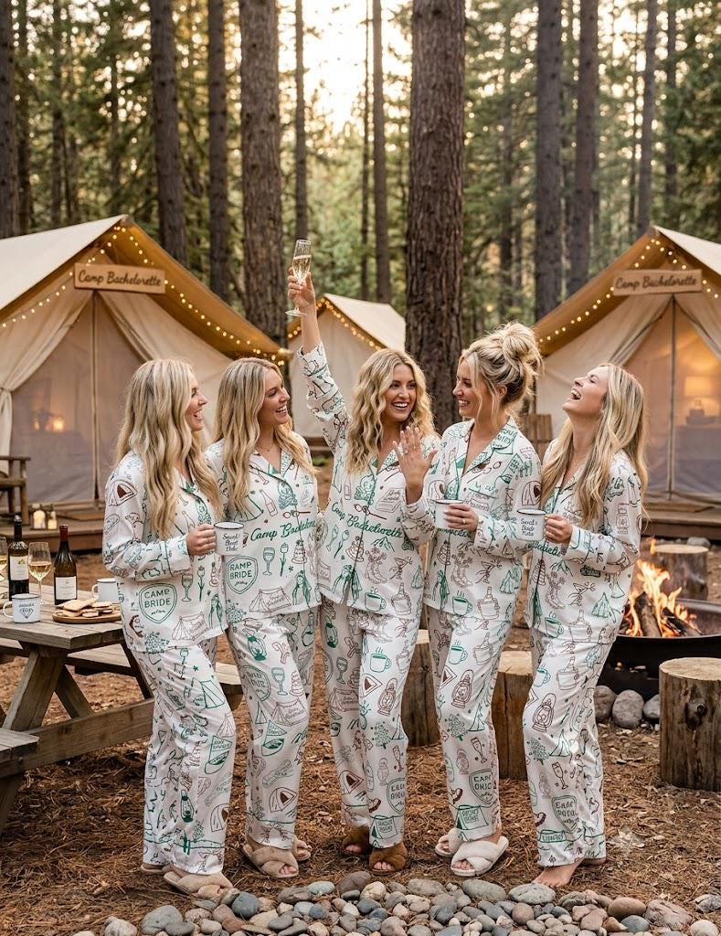 Camp Bachelorette Pajama Set – Matching Bride Tribe Sleepwear – Bachelorette Party Camping Outfit