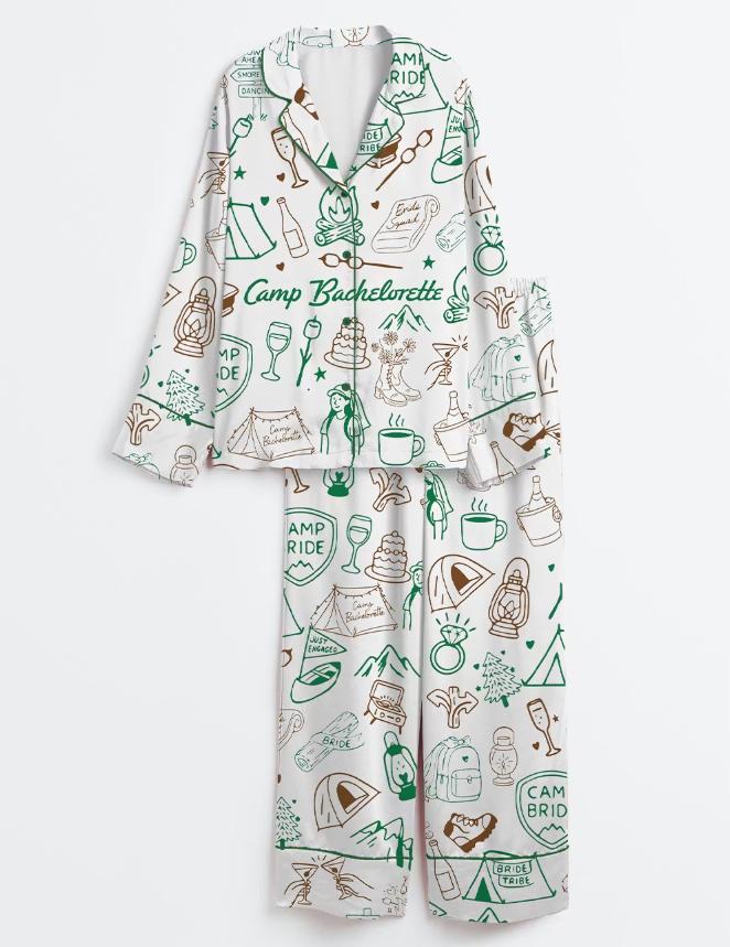 Camp Bachelorette Pajama Set – Matching Bride Tribe Sleepwear – Bachelorette Party Camping Outfit
