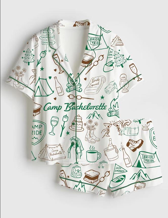 Camp Bachelorette Pajama Set – Matching Bride Tribe Sleepwear – Bachelorette Party Camping Outfit
