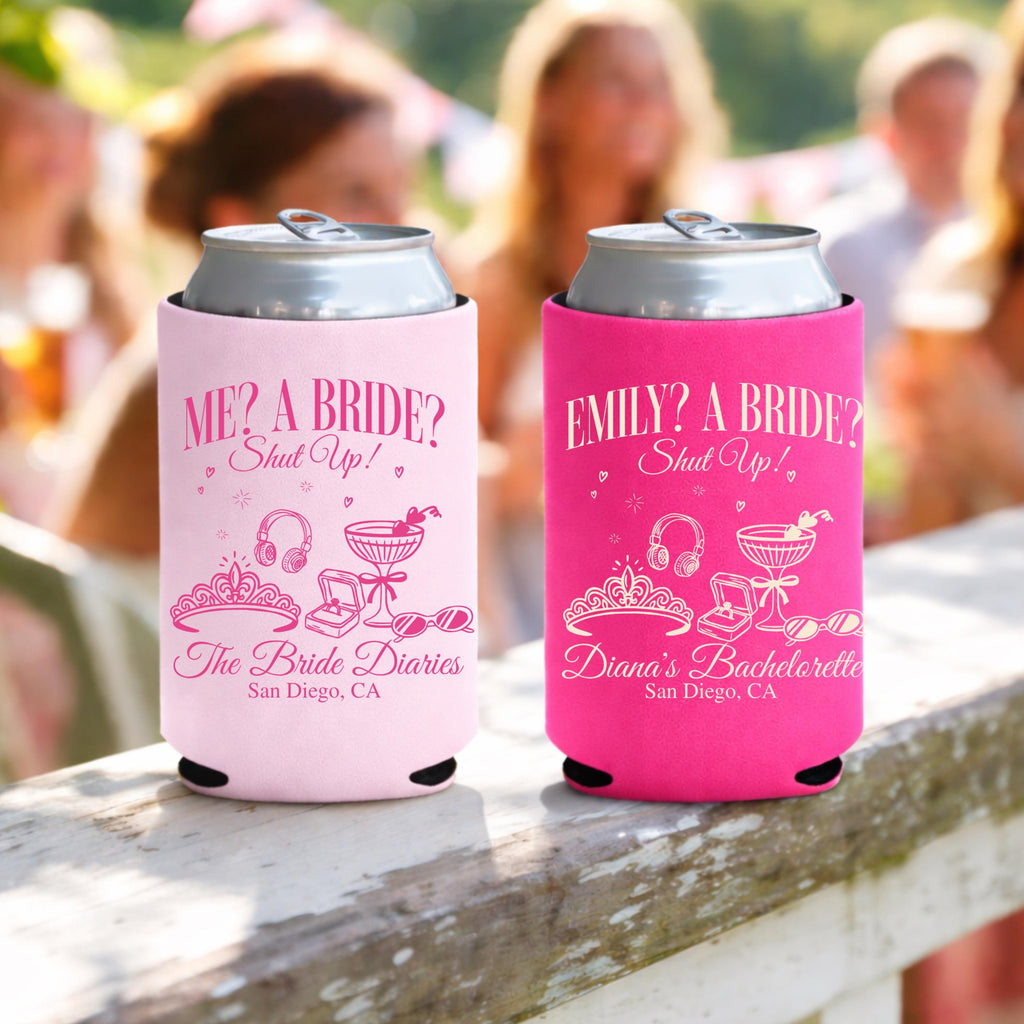 The Bachelorette Diaries Can Coolers, Custom Princess Can Sleeves, Princess Theme Decor, Bachelorette Party Favors, Bach Can Holder