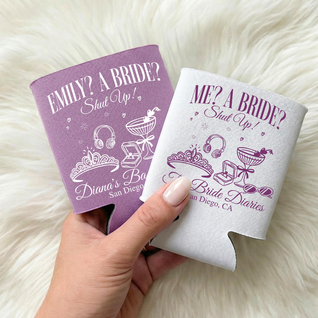 The Bachelorette Diaries Can Coolers, Custom Princess Can Sleeves, Princess Theme Decor, Bachelorette Party Favors, Bach Can Holder
