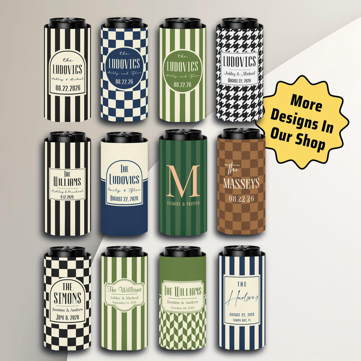 Personalized Wedding Can Coolers, Custom Monogrammed Can Coolers, Custom Can Coolers, Custom Wedding Favors, Party Favors (CZ530)