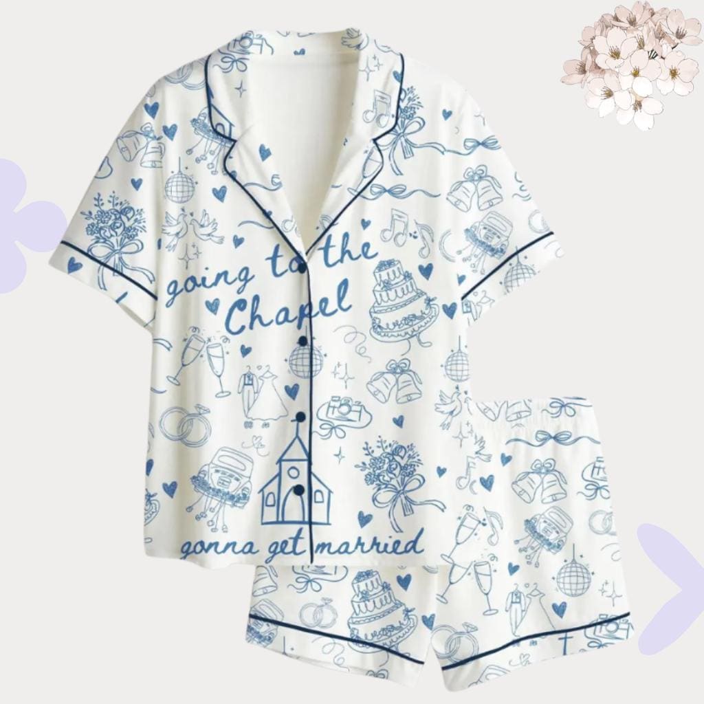 Bridal Pajama Set – Wedding Matching PJs – Bachelorette Party Gift - Wedding Morning Outfit