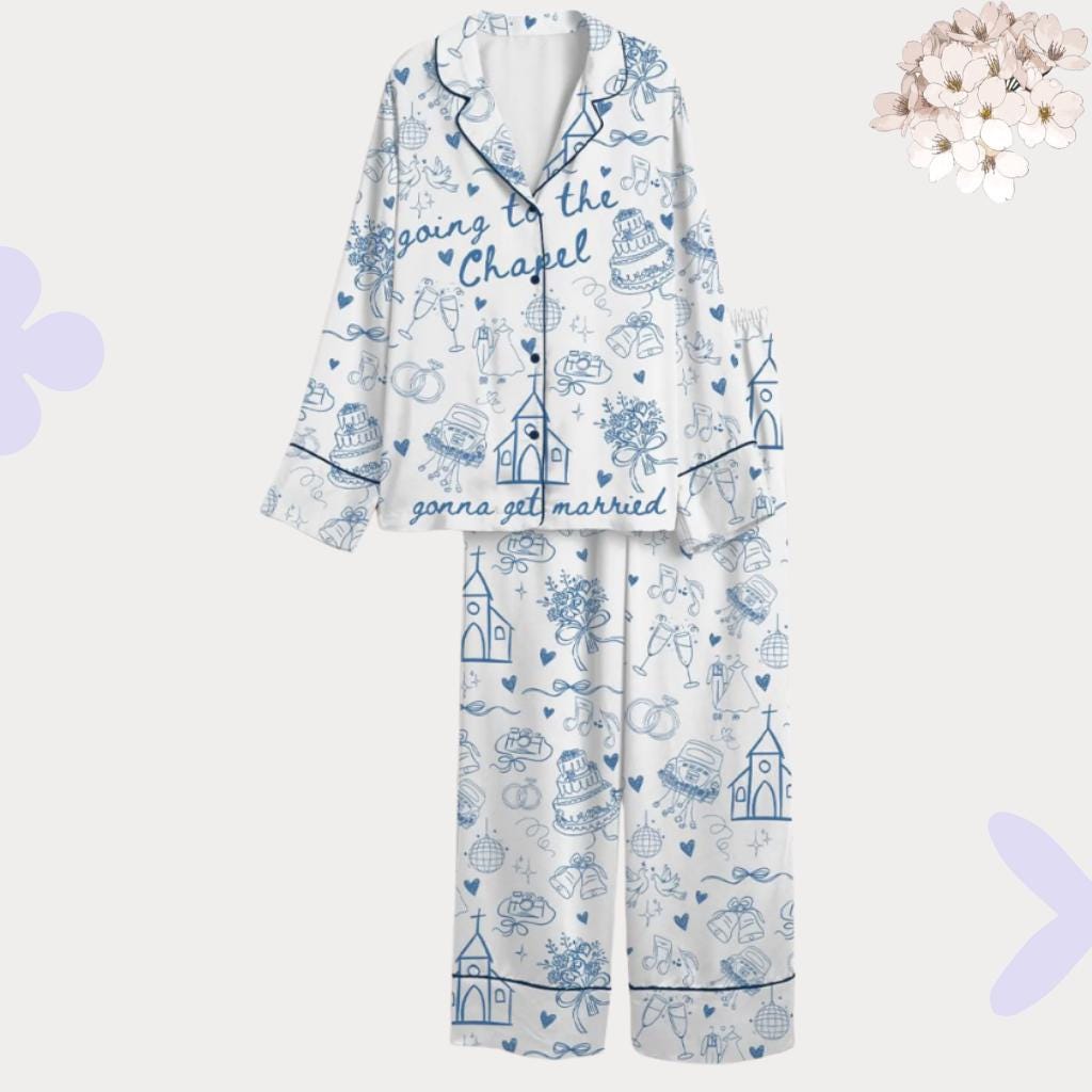 Bridal Pajama Set – Wedding Matching PJs – Bachelorette Party Gift - Wedding Morning Outfit