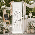 Personalized Linen Wedding Banner, Minimalist Welcome Sign, Custom Ceremony Entrance Decor