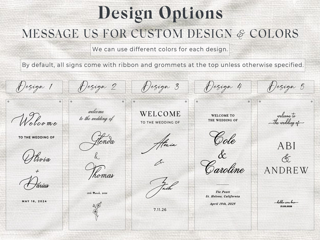Wedding Welcome Linen Banner, Elegant Personalized Reception Decoration