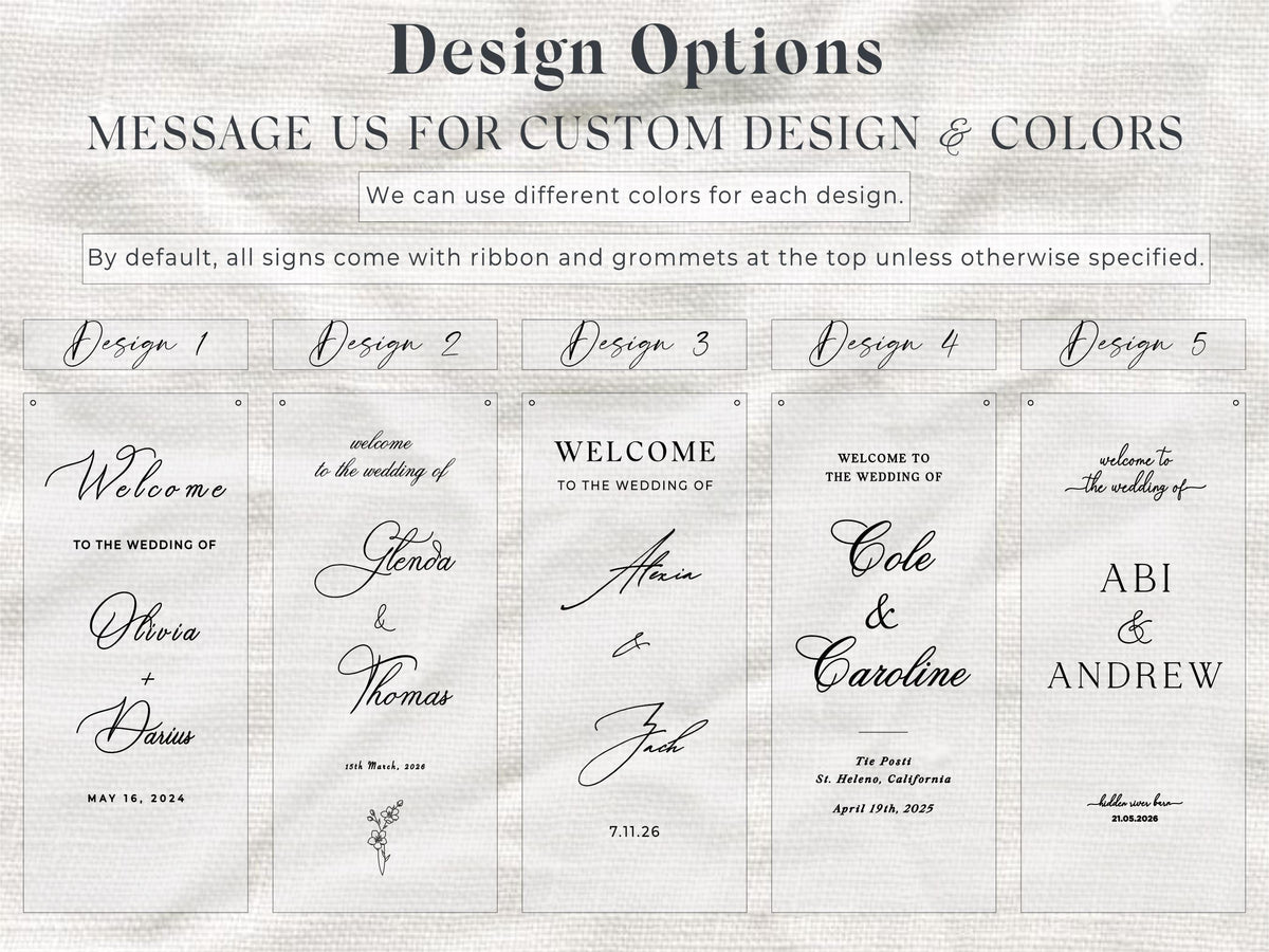 Wedding Welcome Linen Banner, Elegant Personalized Reception Decoration