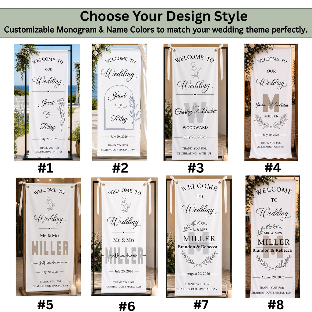 Wedding Welcome Sign Custom Banner Wedding Entrance Decor Personalized Ceremony & Reception Sign Anniversary Backdrop Signage.