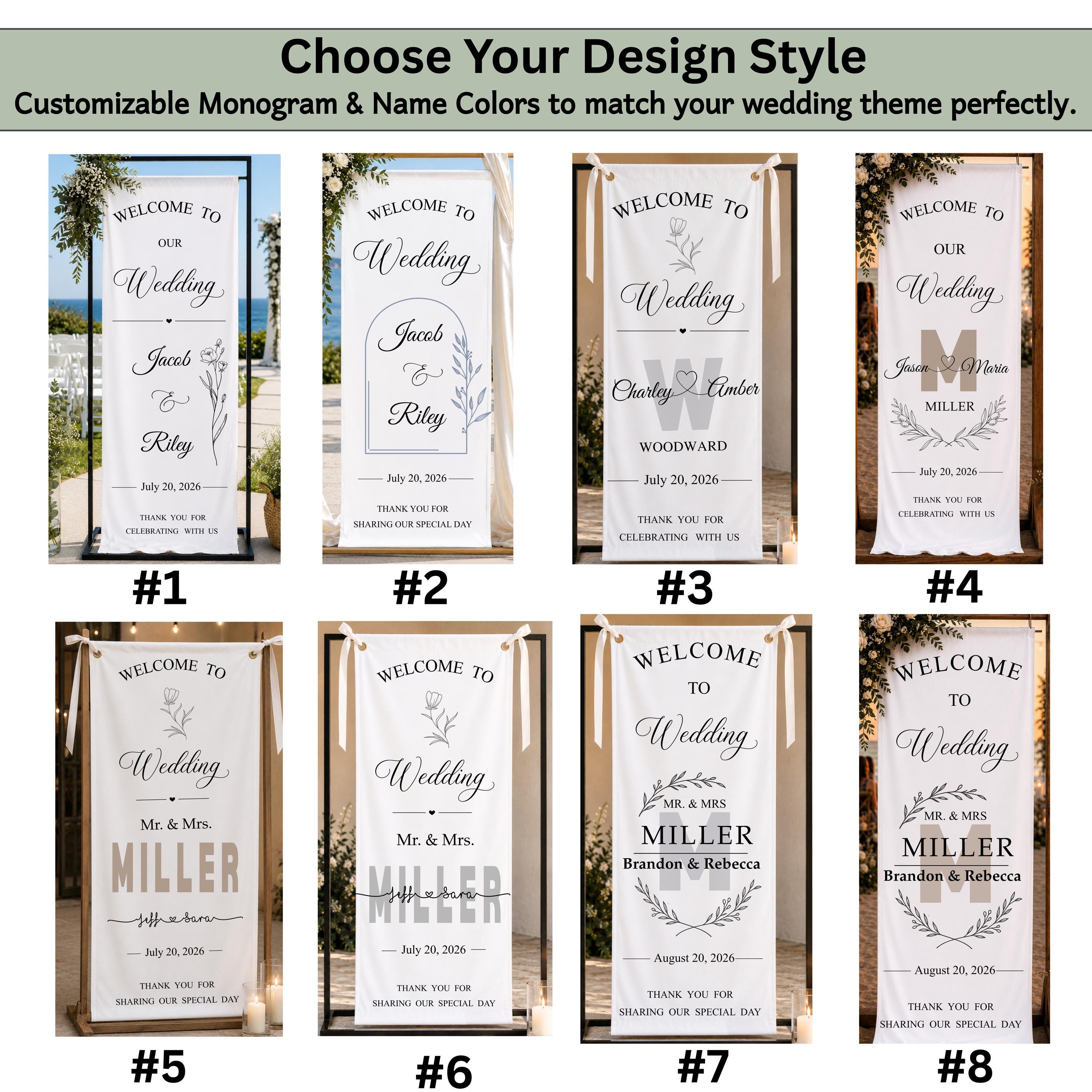Wedding Welcome Sign Custom Banner Wedding Entrance Decor Personalized Ceremony & Reception Sign Anniversary Backdrop Signage.