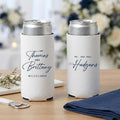 Mr And Mrs Wedding Slim Can Coolers Personalized Wedding Favors Custom Skinny Can Sleeves Bride Groom Reception Keepsake