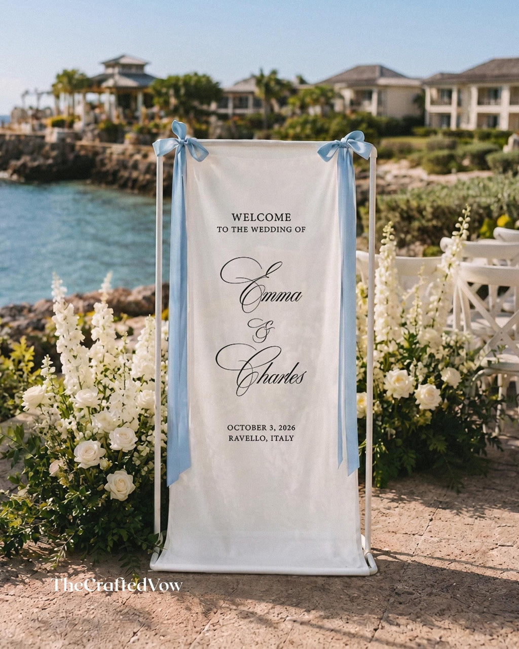 Personalized Linen Wedding Welcome Sign, Custom Fabric Banner for Bridal Shower, Modern Engagement Party Decor, Minimalist Wedding Signage