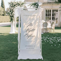 The Night Before Rehearsal Dinner Banner, Linen Wedding Weekend Welcome Sign for Reception, Rustic Calligraphy Engagement Party Fabric Decor