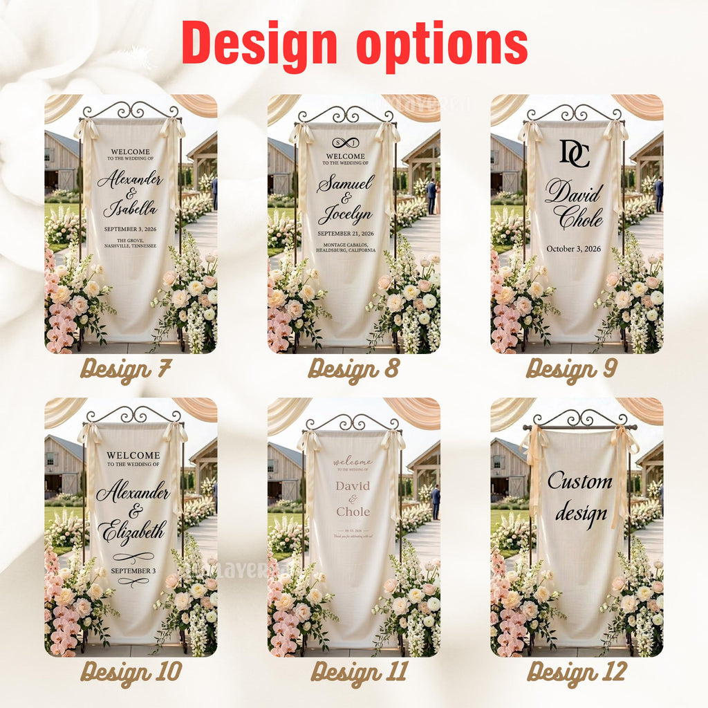 Personalized Linen Wedding Welcome Sign, Ceremony Entrance Decor, Custom Linen Backdrop, Standing Banner