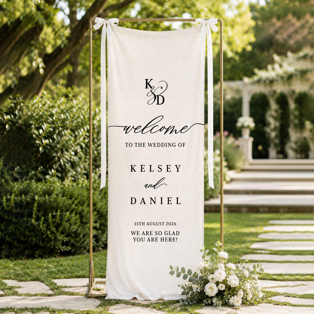 Custom Wedding Welcome Sign, Vertical Wedding Sign with Names for Reception, Wedding Decor, Rehearsal Dinner, Engagement Party Banner
