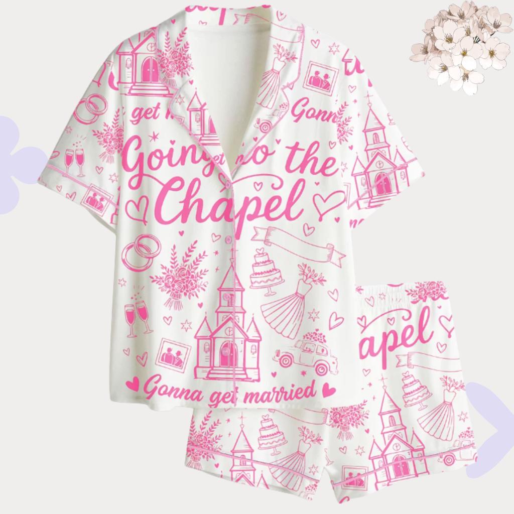 Bridal Pajamas Set – Going to the Chapel Pink Bride – Bachelorette Party Bridal - Wedding Getting Ready