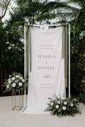 Wedding Welcome Linen Banner, Elegant Personalized Reception Decoration