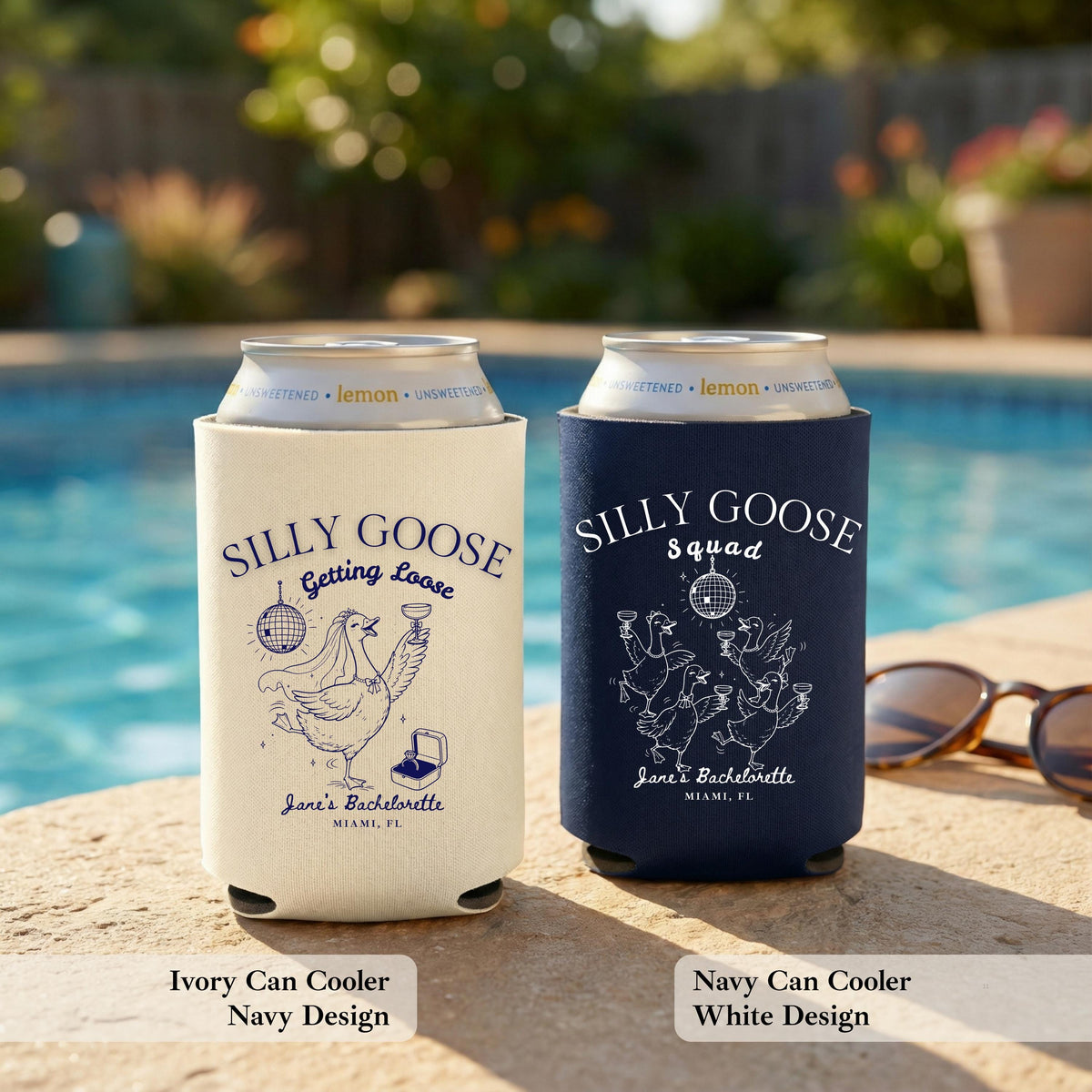 Silly Goose Getting Loose Bachelorette Can Cooler, Personalized Drink Sleeve, Custom Bride Squad Can Cooler, Personalized Drink Sleeve
