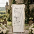 Personalized Fabric Wedding Welcome Sign, Happily Ever After Party Welcome Sign,Welcome to Our Reception Sign, Custom Linen Wedding Signage
