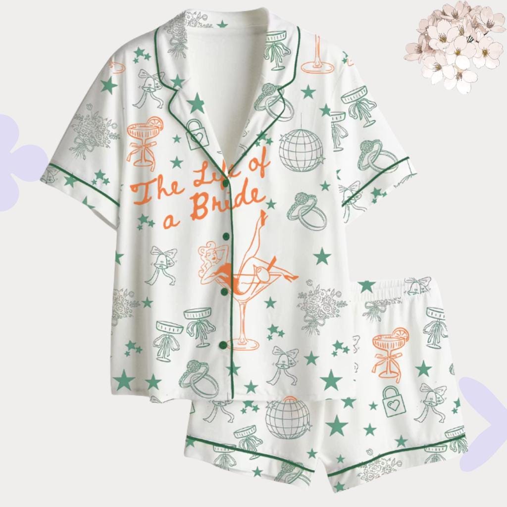 Bride Pajama Set – Retro Bride To Be Sleepwear – Wedding Morning, Getting Ready Outfits - Bachelorette