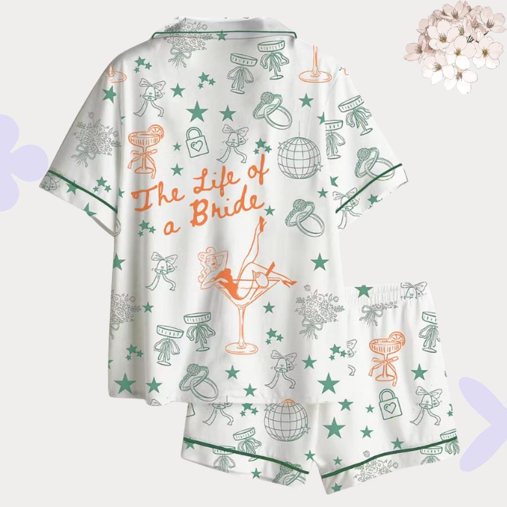 Bride Pajama Set – Retro Bride To Be Sleepwear – Wedding Morning, Getting Ready Outfits - Bachelorette