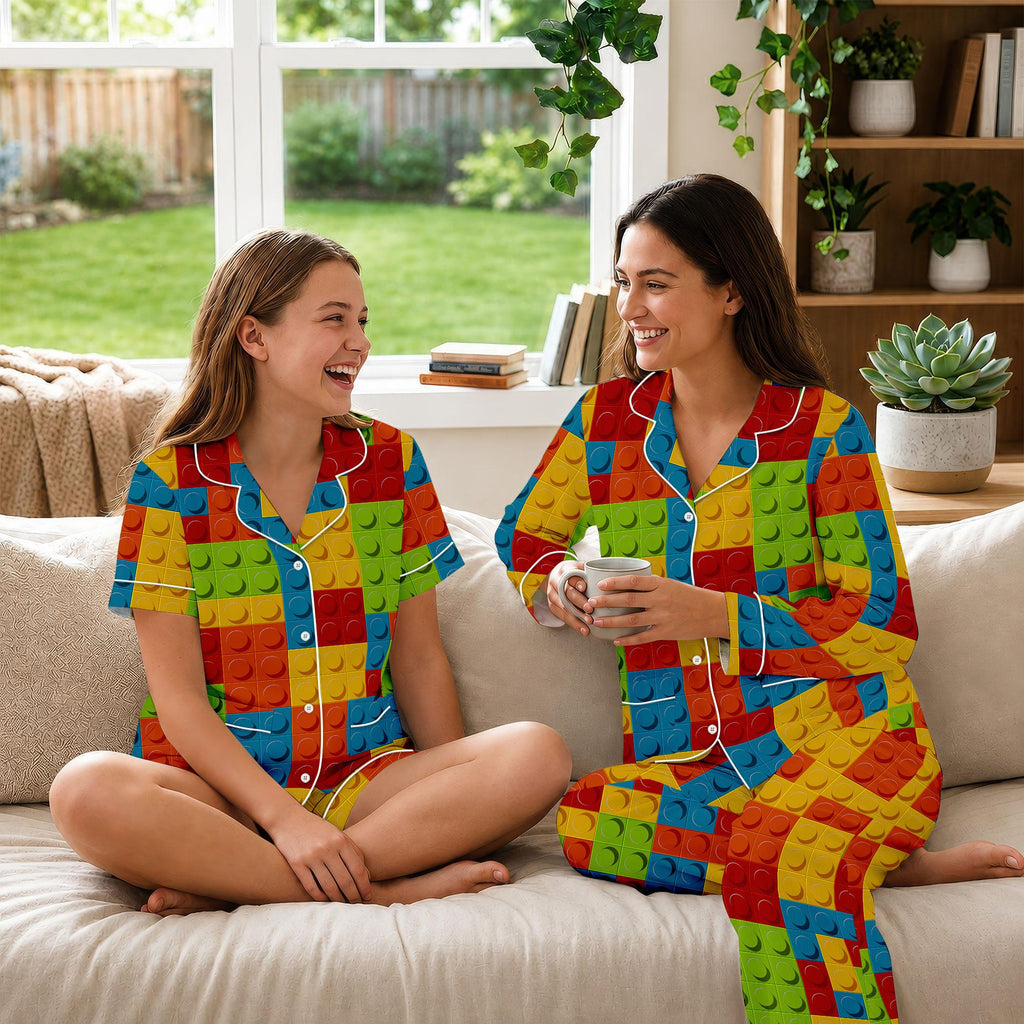 Building Blocks Pajamas, Master Builder Shirt For Her, Building Bricks Sleepwears, Building Bricks Holiday Pajamas, Gift For Her