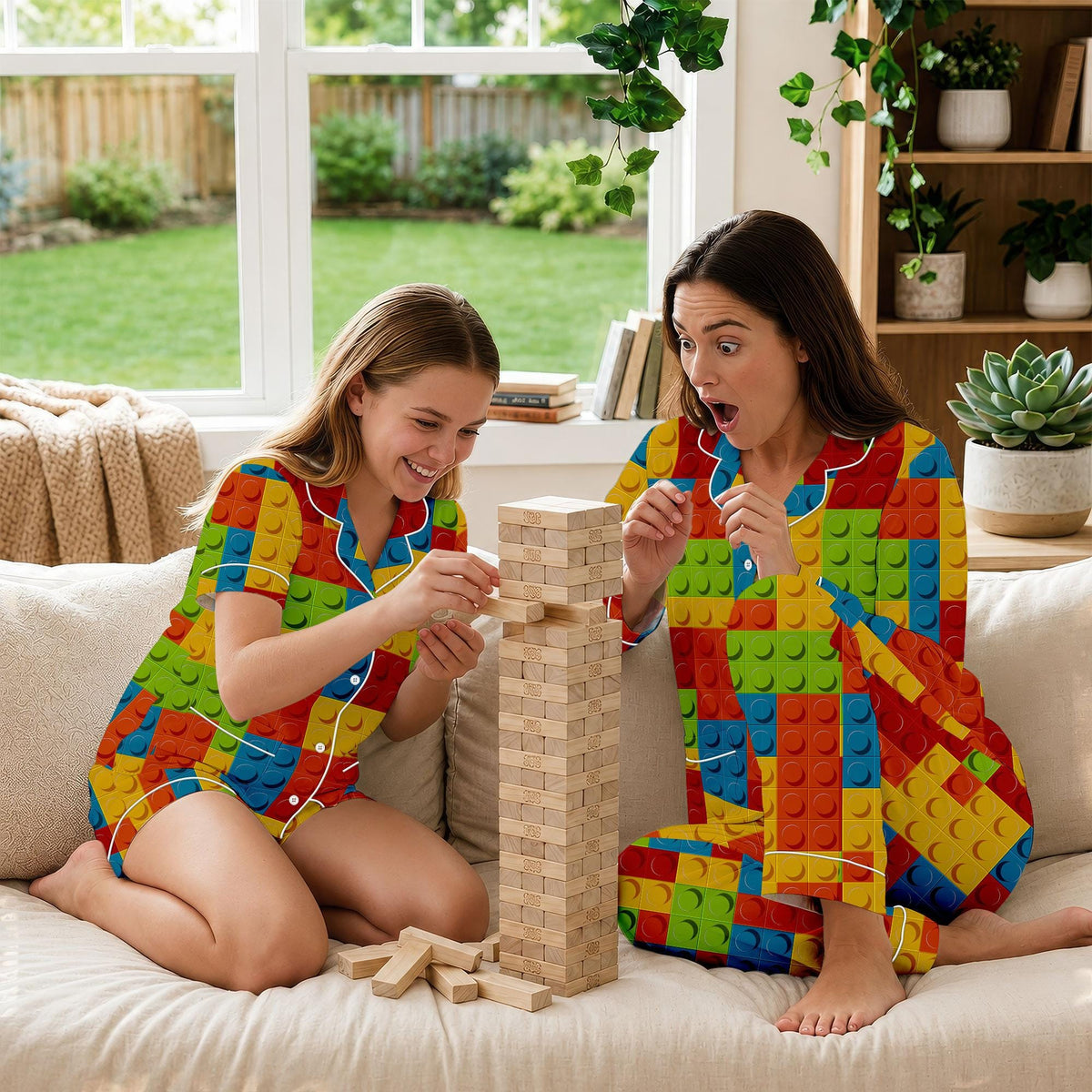 Building Blocks Pajamas, Master Builder Shirt For Her, Building Bricks Sleepwears, Building Bricks Holiday Pajamas, Gift For Her