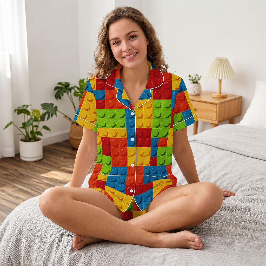 Building Blocks Pajamas, Master Builder Shirt For Her, Building Bricks Sleepwears, Building Bricks Holiday Pajamas, Gift For Her