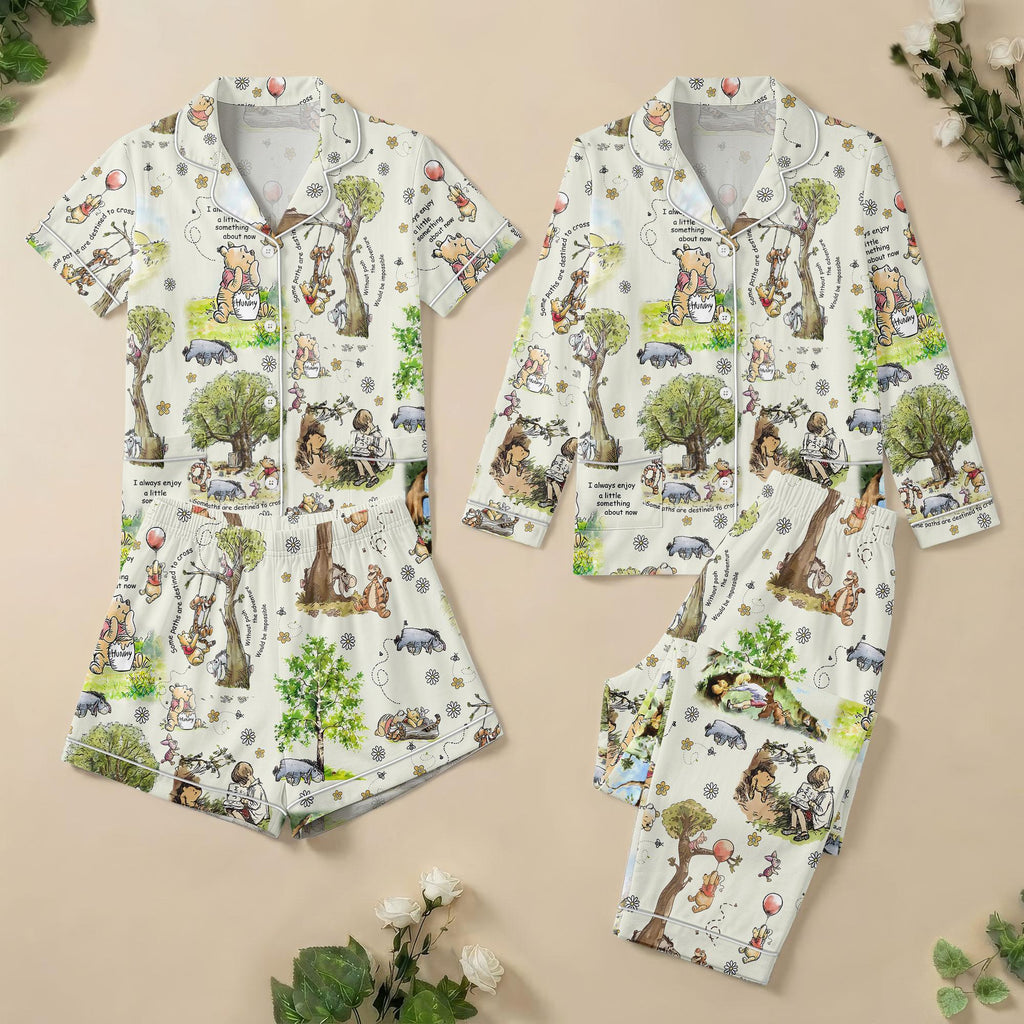Winnie the Pooh Pajamas, Disney Matching Pajama Set, Pooh Bear Sleepwear, Cute Cartoon Loungewear, Gift for Her, Comfy Pajama Gift