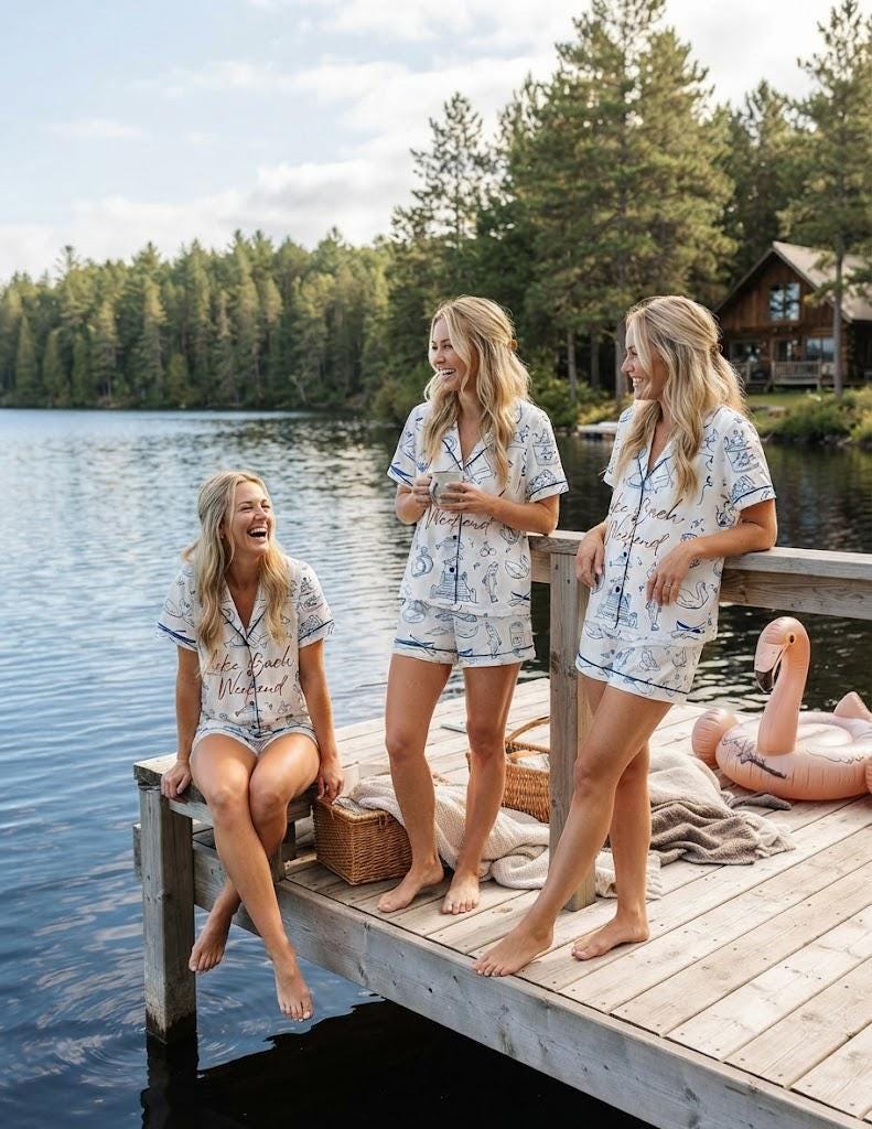 Lake Bachelorette Pajamas – Matching Bride and Bridesmaid PJs – Lake Bach Weekend Party Favors