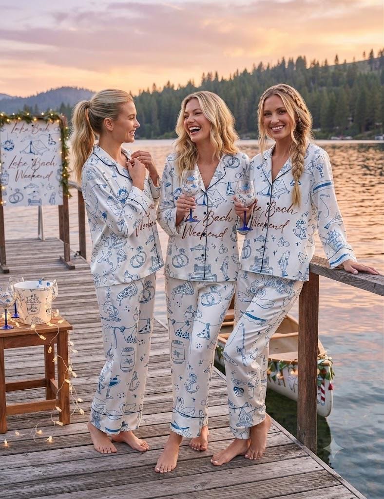 Lake Bachelorette Pajamas – Matching Bride and Bridesmaid PJs – Lake Bach Weekend Party Favors