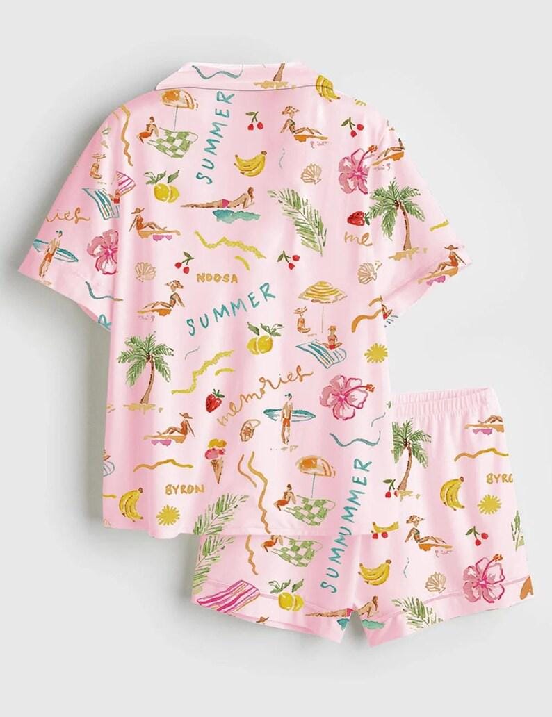 Tropical Print Pajama Set - Beach Vacation Pjs - Summer Girls Trip Bridal Party Gift