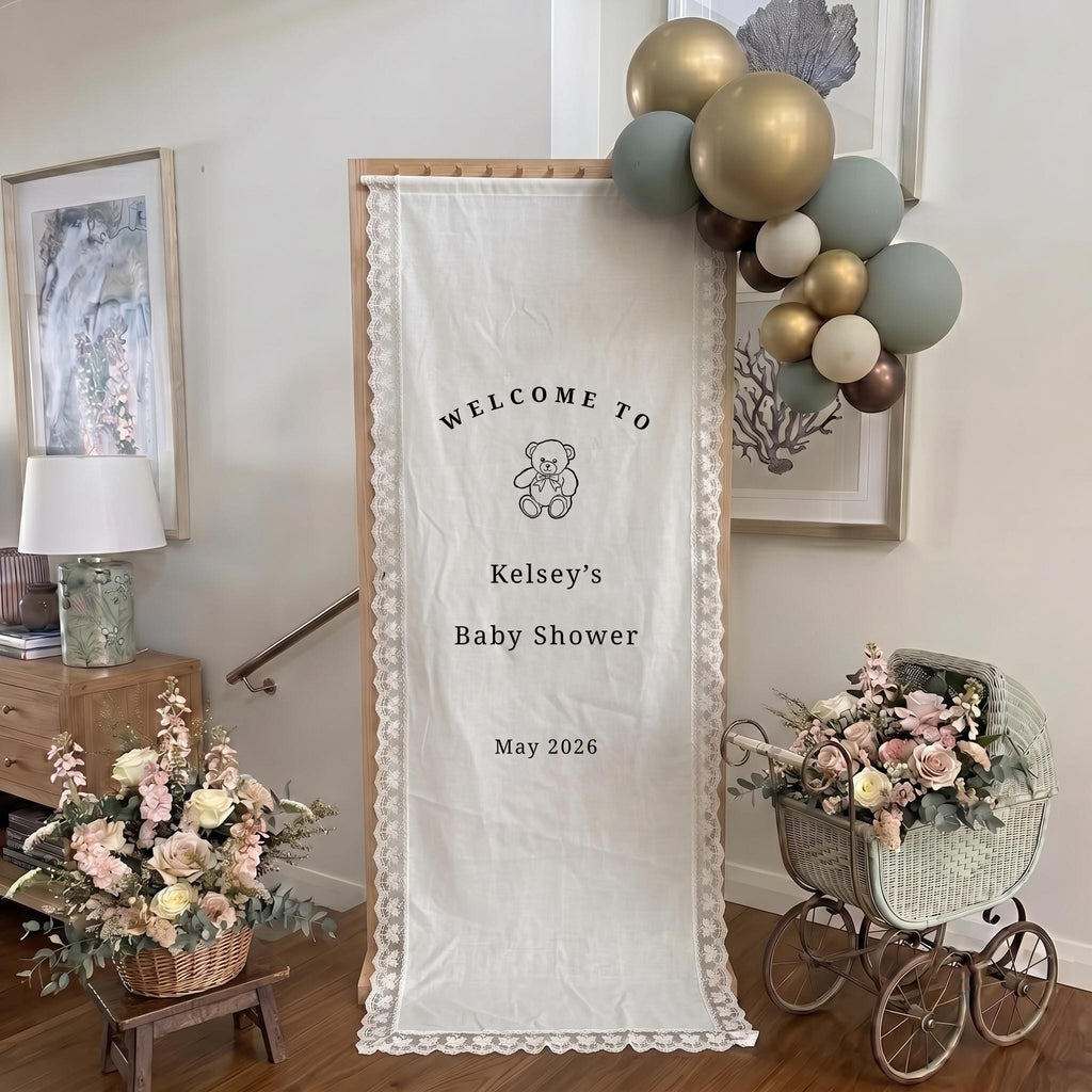 Custom Lace-Linen Wedding Welcome Sign, Fabric Wedding Ceremony Decor, Personalized Fabric Linen Wedding Signs